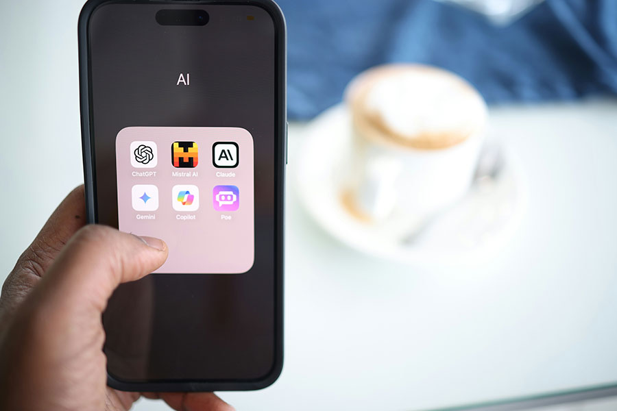 AI apps on a mobile phone screen