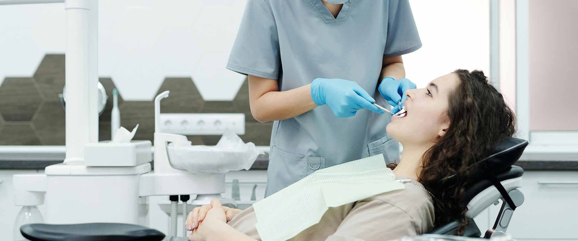 patient being treated in the dentist office