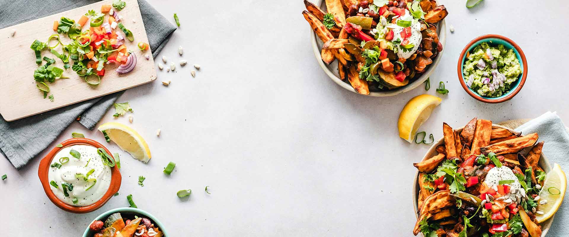 set of foods on the table